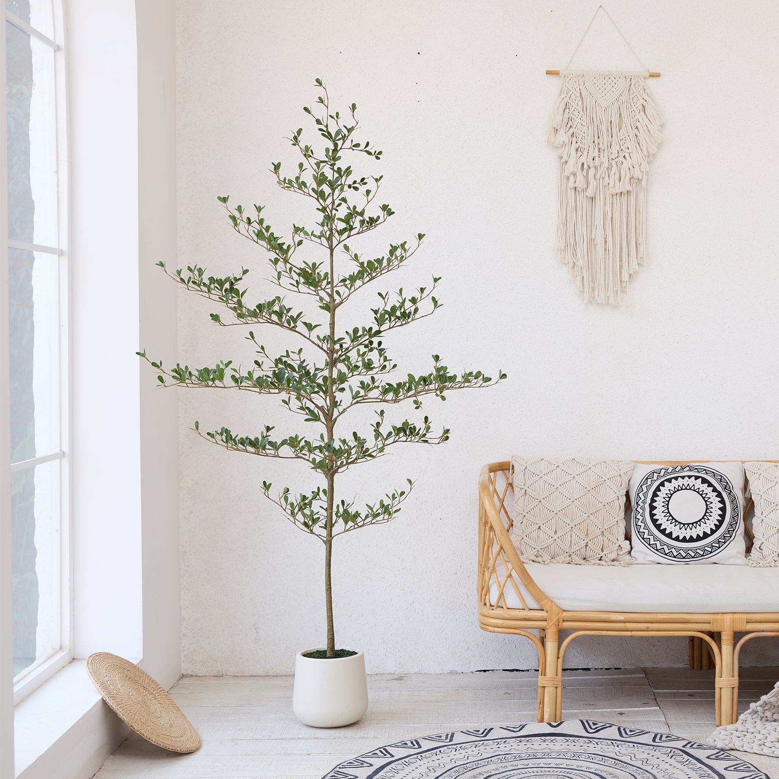 VeriNatural 5/6/7FT Artificial Black Olive Silk Tree UV Resistant with White Planter for Indoor & Outdoor(VN124)