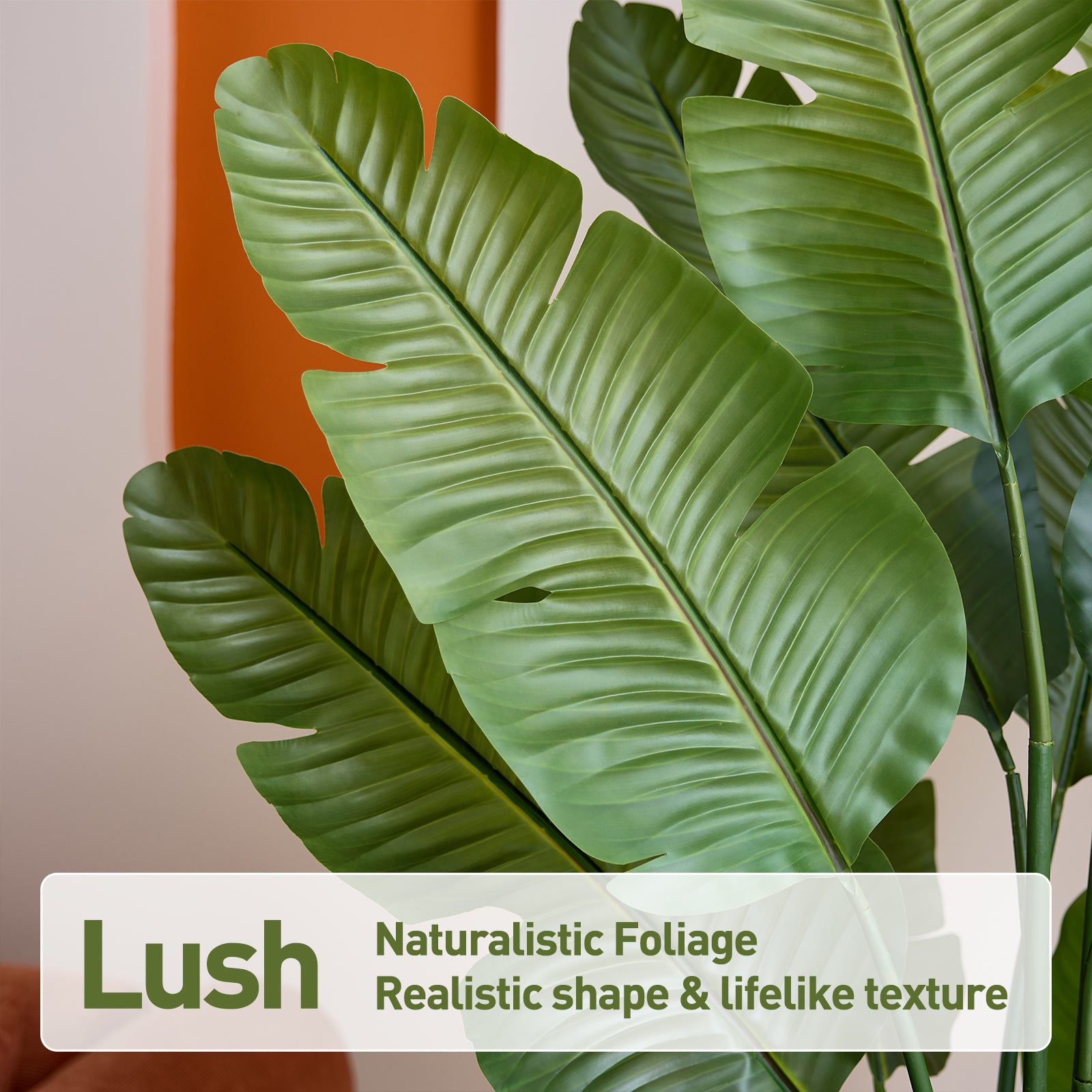 VeriNatural 6/7/8FT Artificial Bird of Paradise Tree Indoor, Large Faux Tropical Palm Plant with Realistic Trunks & White Planter, Tall Fake Palm Tree for Living Room, Office & Home Decor (VN302)
