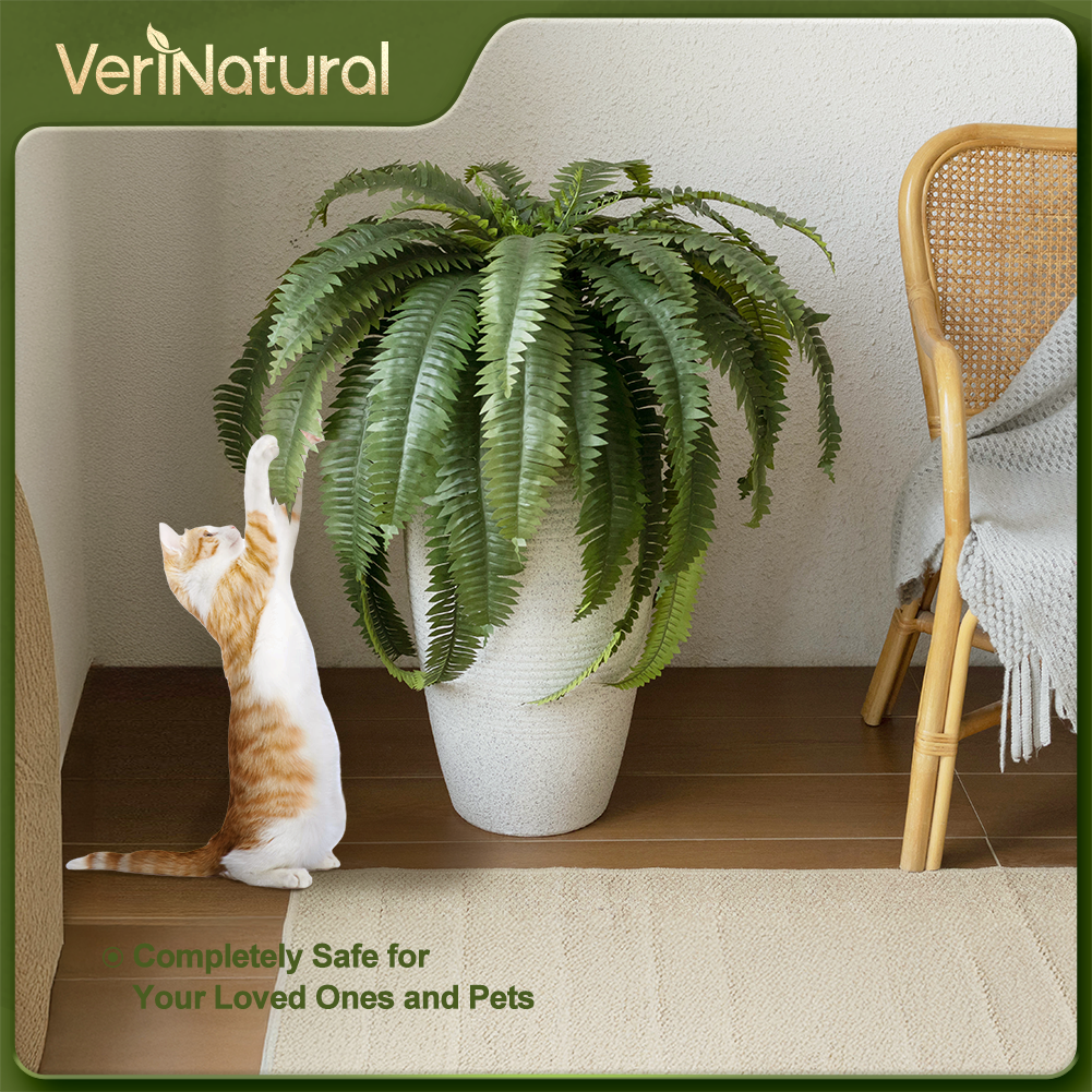 VeriNatural 33/39 Fronds UV Resistant Artificial Boston Fern Bush for Indoor & Outdoor(1/2/4-Pack)(VN141)