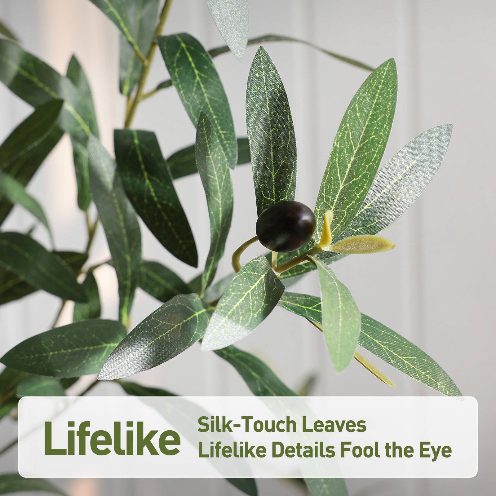 VeriNatural 8FT Artificial Olive Tree Indoor โ Large Tall Faux Olive Tree with 18โ White Round Planter, Full & Lush Fake Plant for Living Room, Office, Bedroom & Home Decor๏ผVN210๏ผ