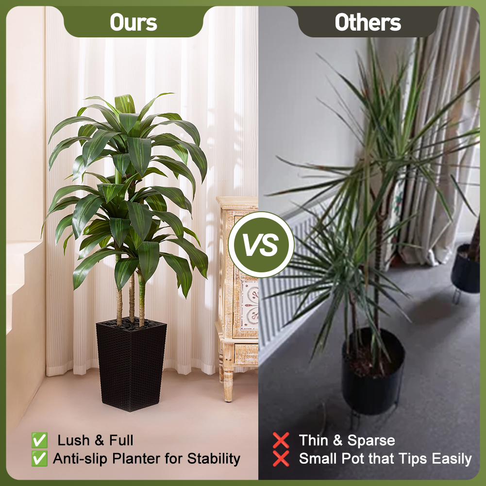 VeriNatural 5/6FT Artificial Dracaena Tree UV Resistant with Black Taper Planter for Indoor & Outdoor (VN127)