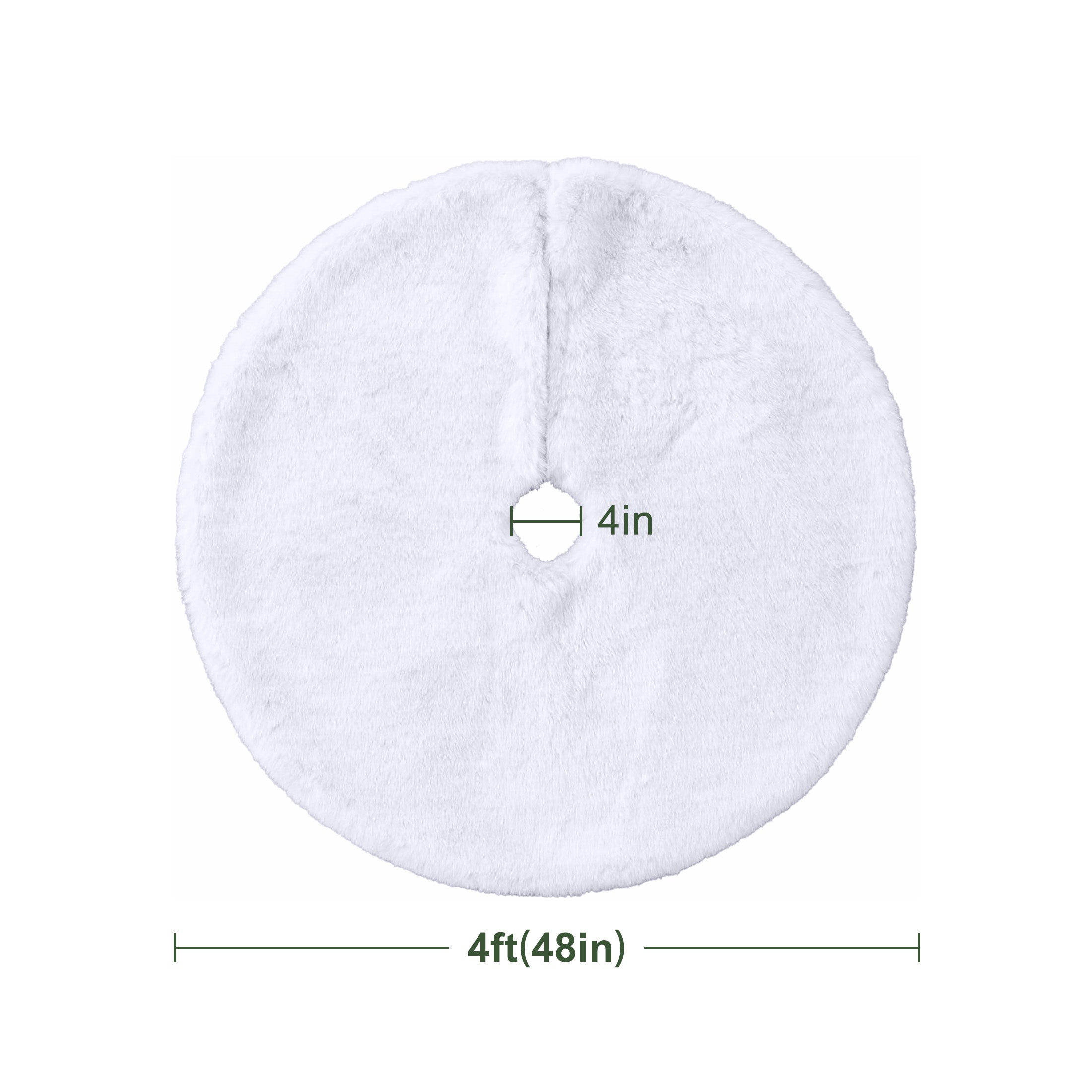 VeriNatural 48-Inch White Flocked Christmas Tree Skirt – Soft Fuzzy Snowflake Holiday Tree Mat with Hook & Loop Fasteners, Winter Wonderland Floor Cover for Indoor Xmas Decor