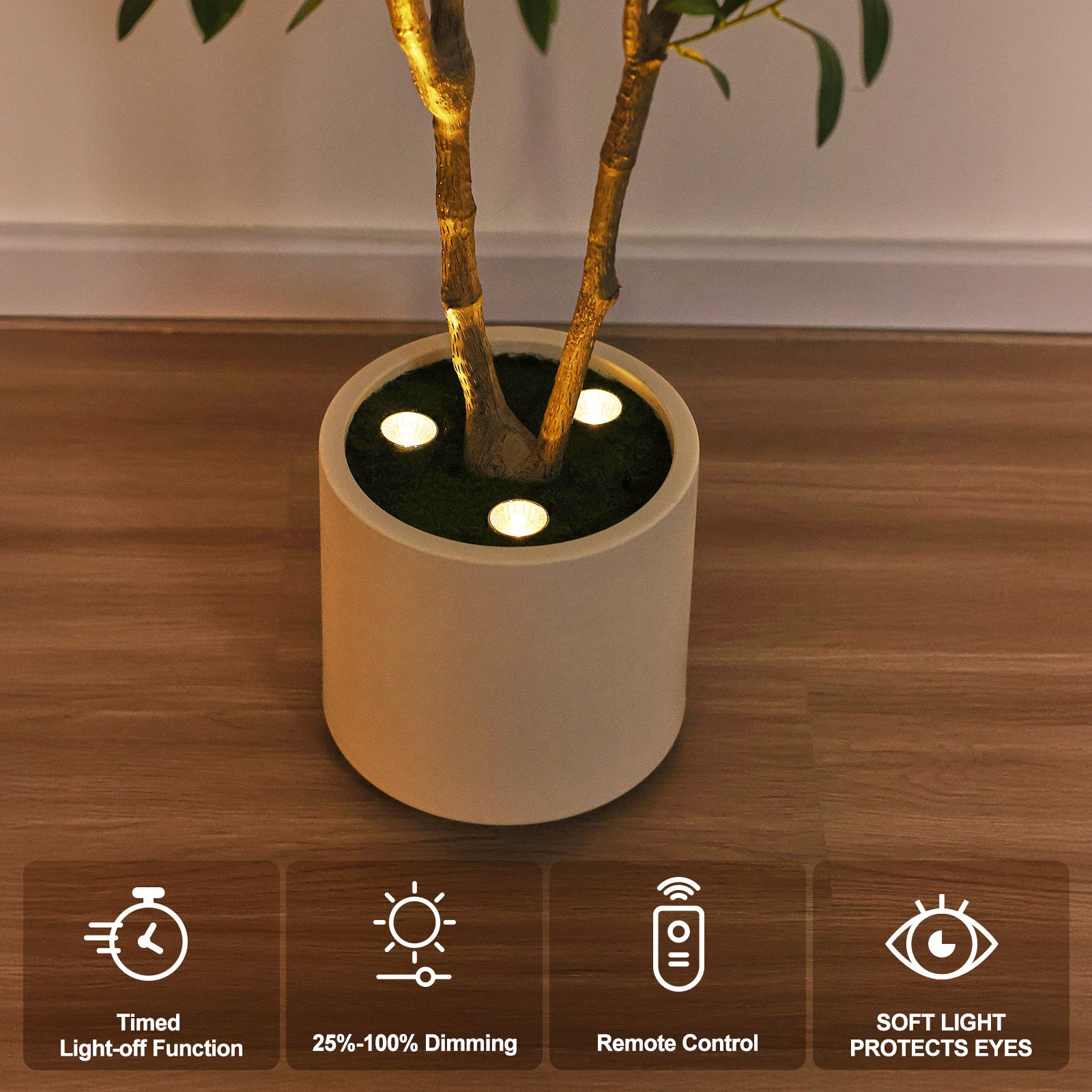 Verinatural 5/6FT Artificial Olive Tree with LED Spotlights, Lifelike Faux Indoor Tree, White Planter, Home Office Floor Decor, VN214