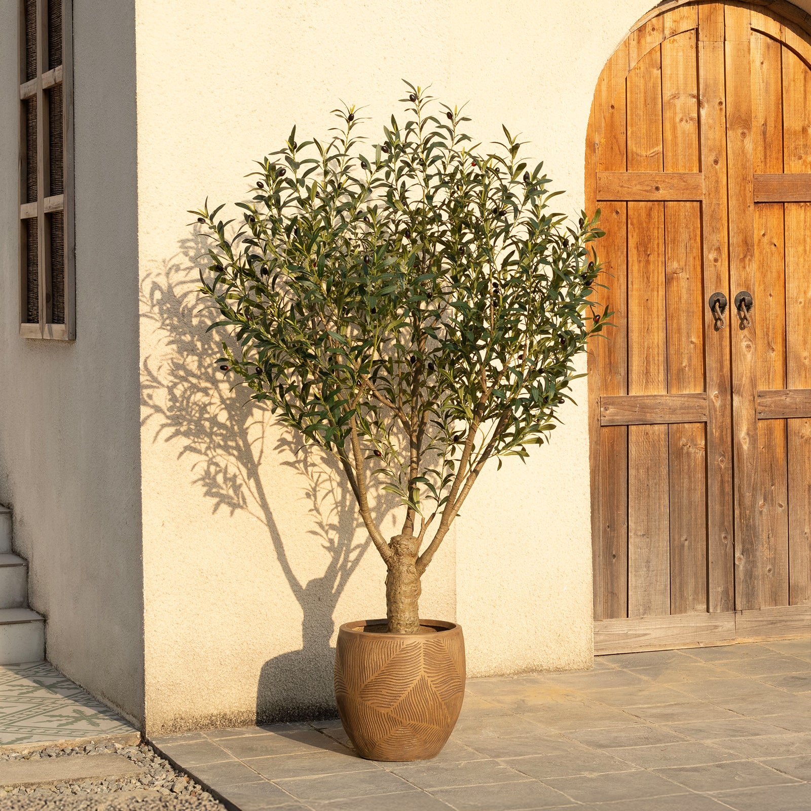 VeriNatural 5/6/7/8FT Artificial Olive Tree UV Resistant with Black Planter for Indoor & Outdoor(VN160)
