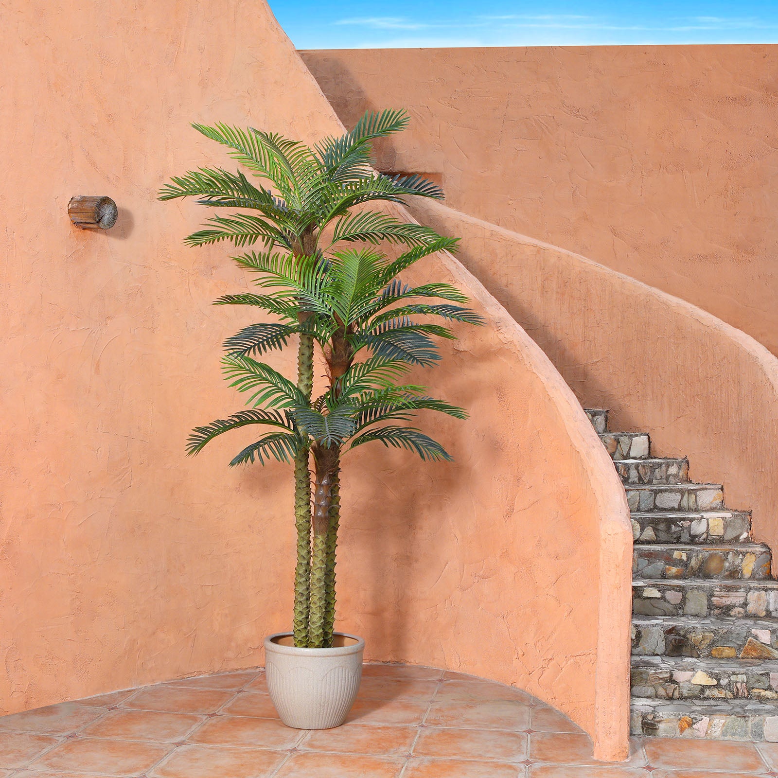 VeriNatural 10FT Outdoor Artificial Palm Tree β Tall UV-Resistant Golden Cane for Patio, Poolside & Indoor Decor | Large Faux Tropical Tree