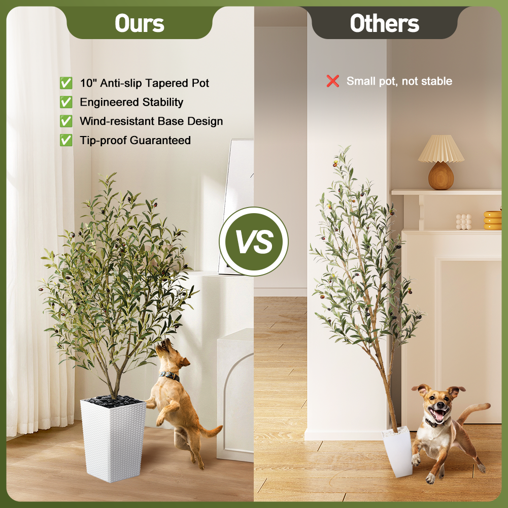 VeriNatural 5/6FT Artificial Olive Tree UV Resistant with Black Taper Planter for Indoor & Outdoor (VN132)