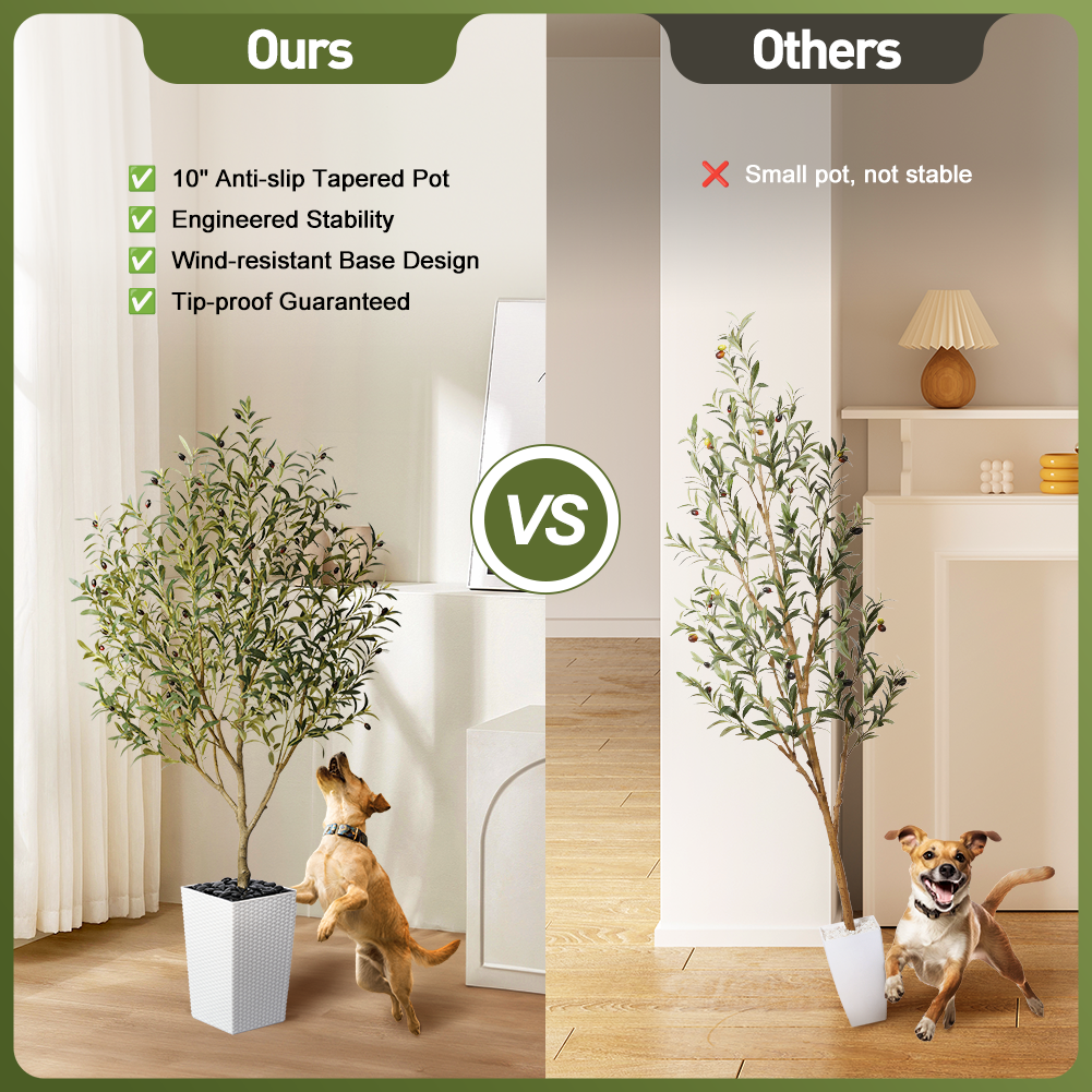 VeriNatural 5/6FT Artificial Olive Tree UV Resistant with Black Taper Planter for Indoor & Outdoor (VN132)