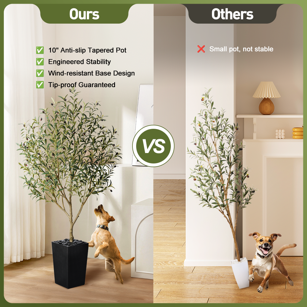 VeriNatural 5/6FT Artificial Olive Tree UV Resistant with Black Taper Planter for Indoor & Outdoor (VN132)