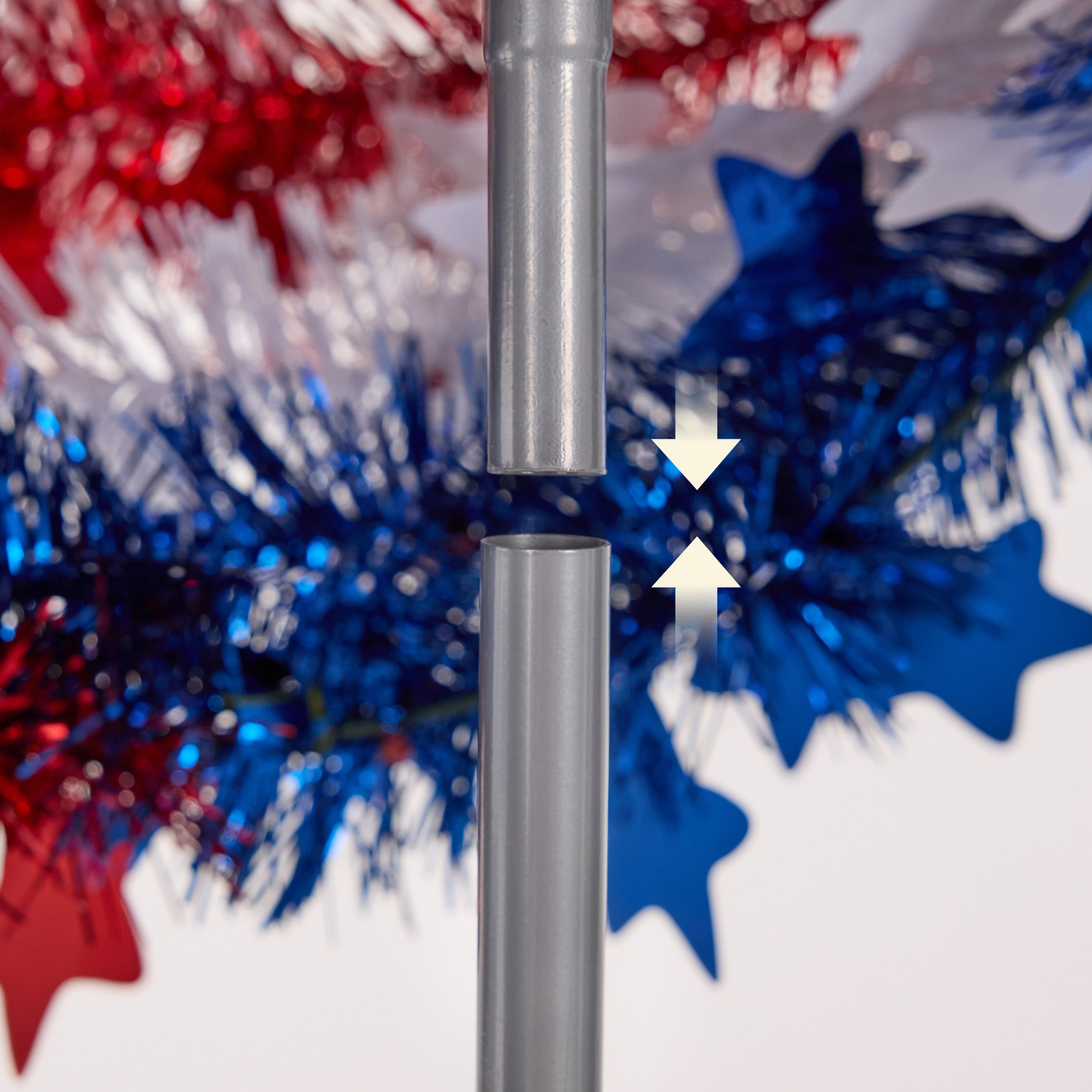 VeriNatural 5 ft 4th of July Decorations Pop Up Tinsel Pencil Tree - USA 250th Anniversary Patriotic Decor, Red White Blue Decorations with Stars for Independence Day, Memorial Day & Veterans Day