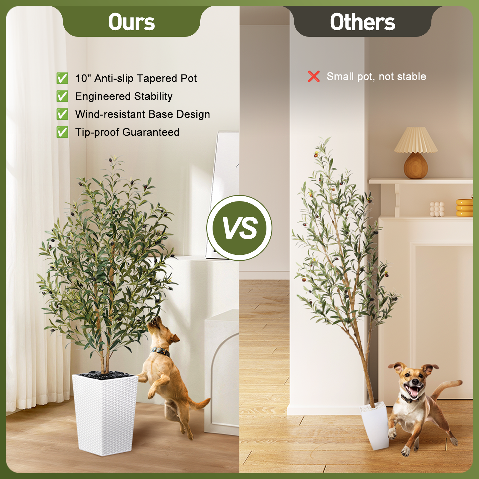 VeriNatural 5/6FT Artificial Olive Tree UV Resistant and Natural Trunk with Black Taper Planter for Indoor & Outdoor (VN131)