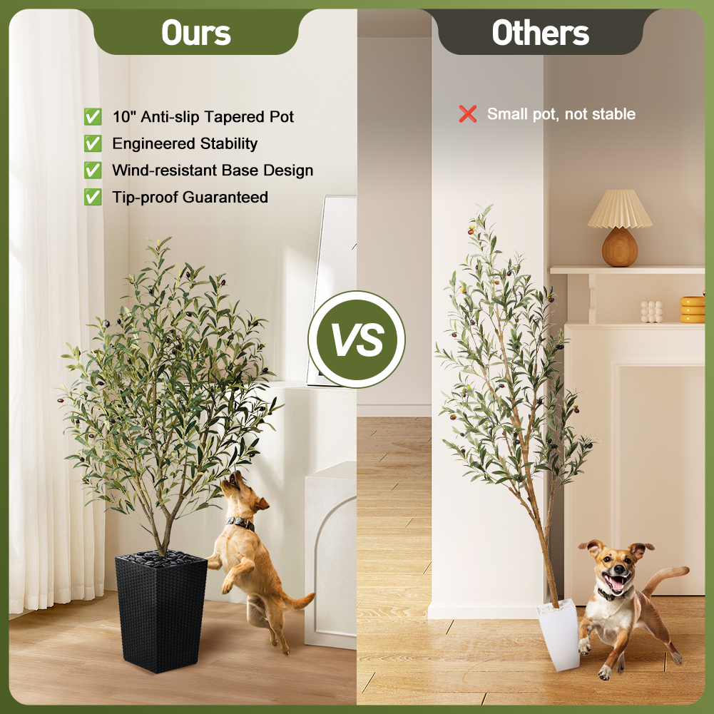 VeriNatural 5/6FT Artificial Olive Tree UV Resistant with Black Taper Planter for Indoor & Outdoor (VN132)