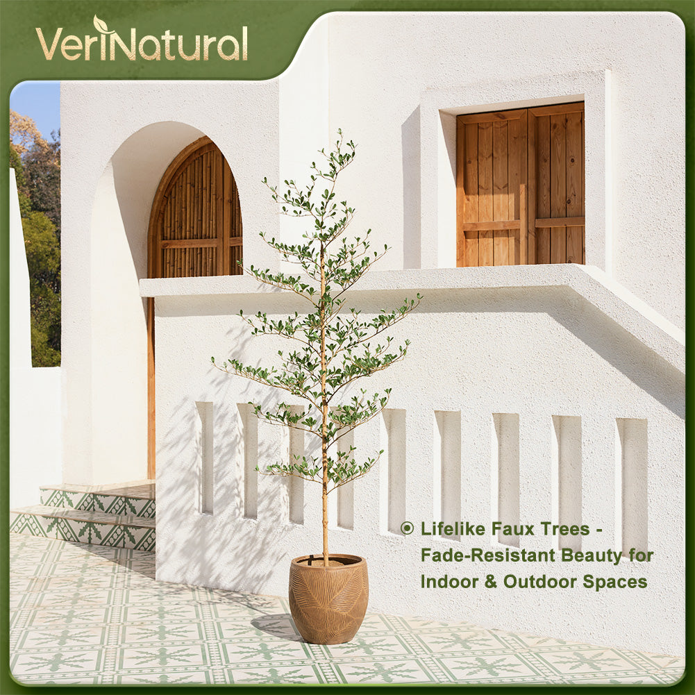 VeriNatural 5/6/7FT Black Olive Tree – Realistic Faux Tree with Natural Trunk & Silk Leaves – Indoor & Outdoor Decor, Low Maintenance, UV Resistant(VN145)