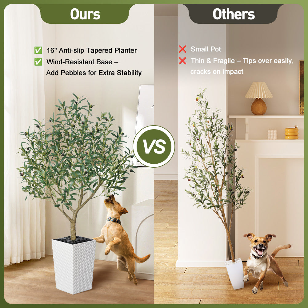 VeriNatural 5/6/7/8FT Artificial Olive Tree UV Resistant with Black Taper Planter for Indoor & Outdoor(VN156)