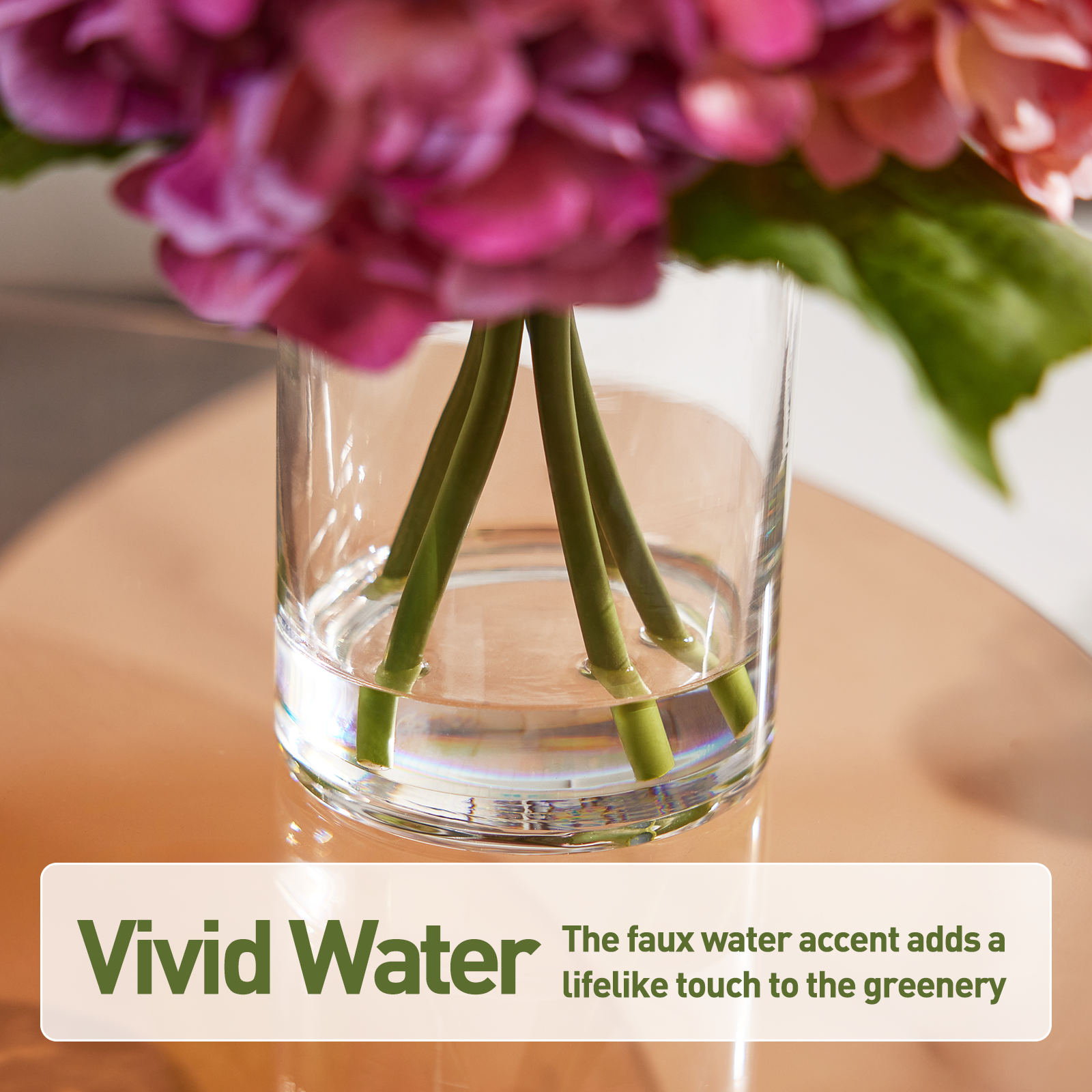 VeriNatural Pink&Red / Purple&Blue/White Faux Hydrangea Arrangement in Glass Vase for Home Decor