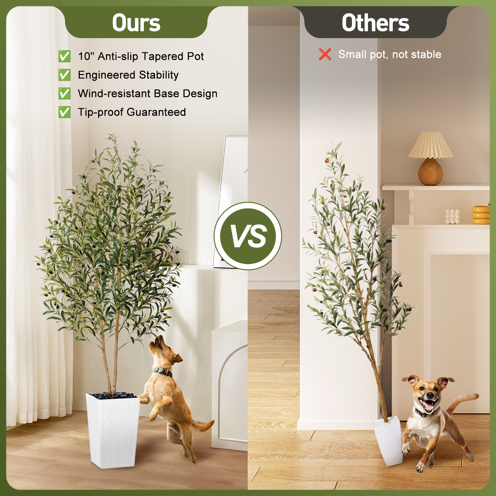 VeriNatural 5/6FT Artificial Olive Tree UV Resistant and Natural Trunk with Black Taper Planter for Indoor & Outdoor (VN131)