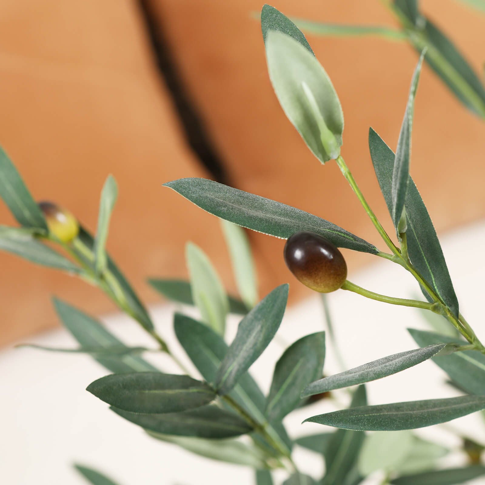 VeriNatural 5/6/7FT Silk Artificial Olive Tree with White Planter for Indoor