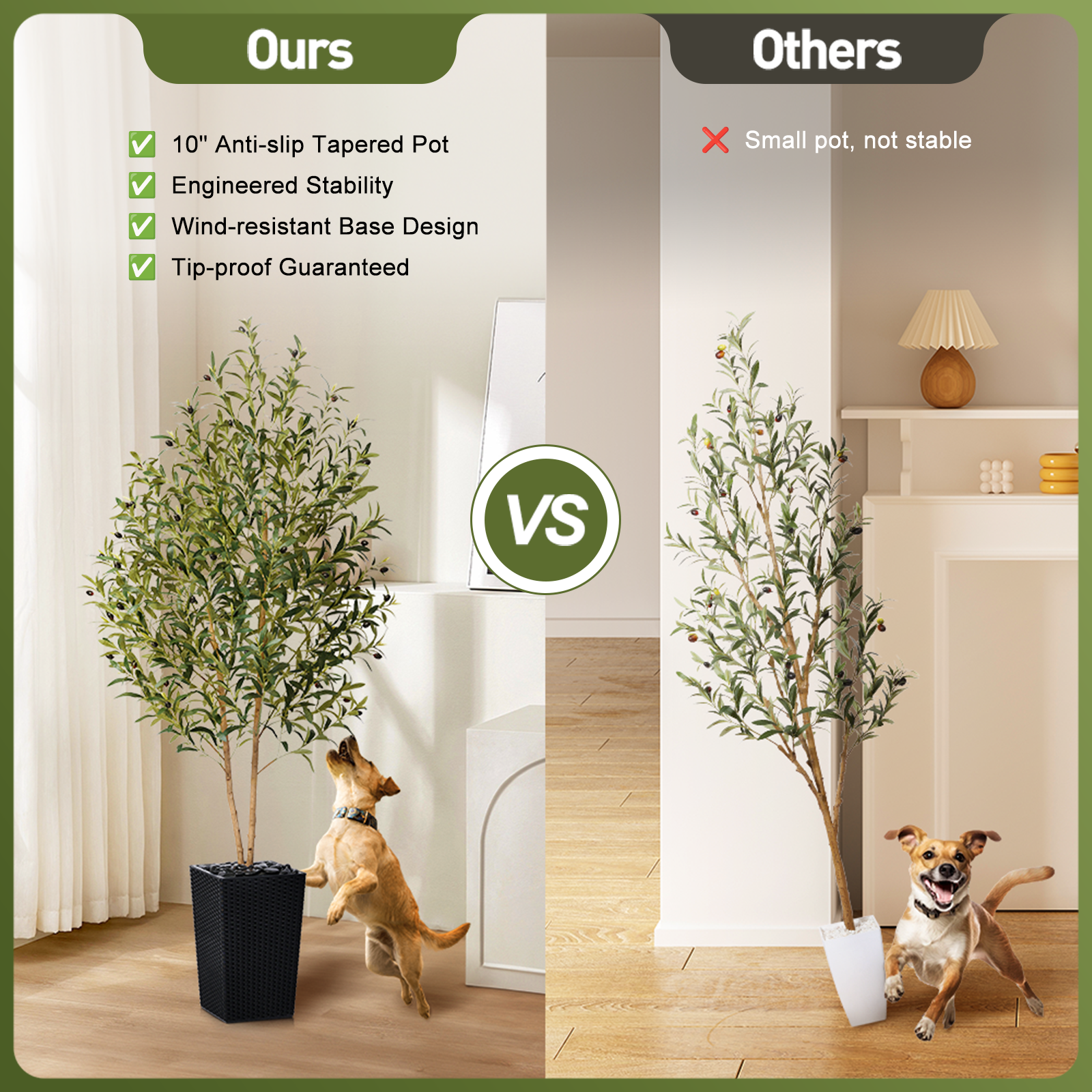 VeriNatural 5/6FT Artificial Olive Tree UV Resistant and Natural Trunk with Black Taper Planter for Indoor & Outdoor (VN131)