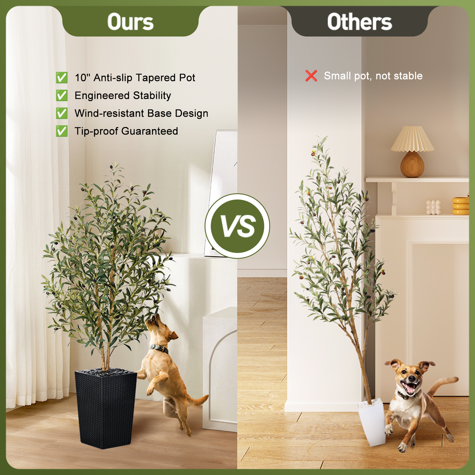 VeriNatural 5/6FT Artificial Olive Tree UV Resistant and Natural Trunk with Black Taper Planter for Indoor & Outdoor (VN131)