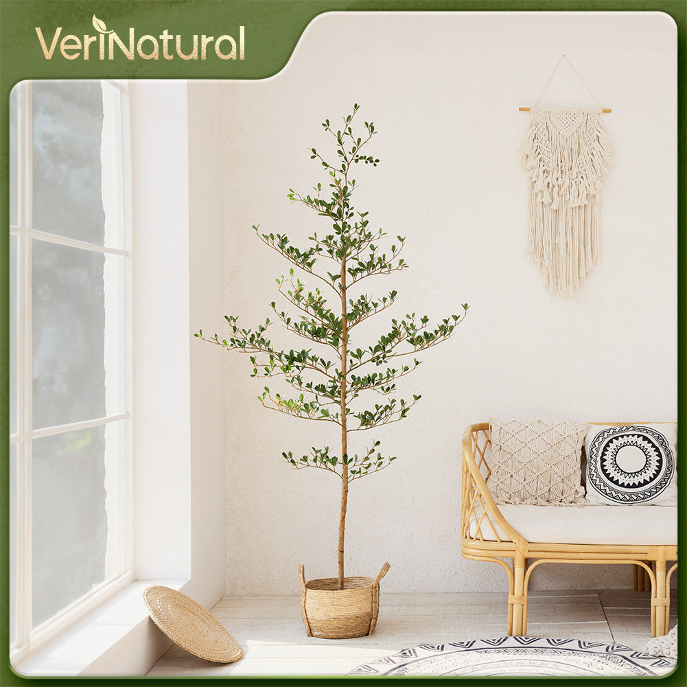 VeriNatural 5/6/7FT Black Olive Tree – Realistic Faux Tree with Natural Trunk & Silk Leaves – Indoor & Outdoor Decor, Low Maintenance, UV Resistant(VN145)