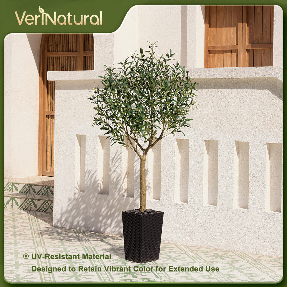 VeriNatural 5/6/7/8FT Artificial Olive Tree UV Resistant with Black Taper Planter for Indoor & Outdoor(VN156)