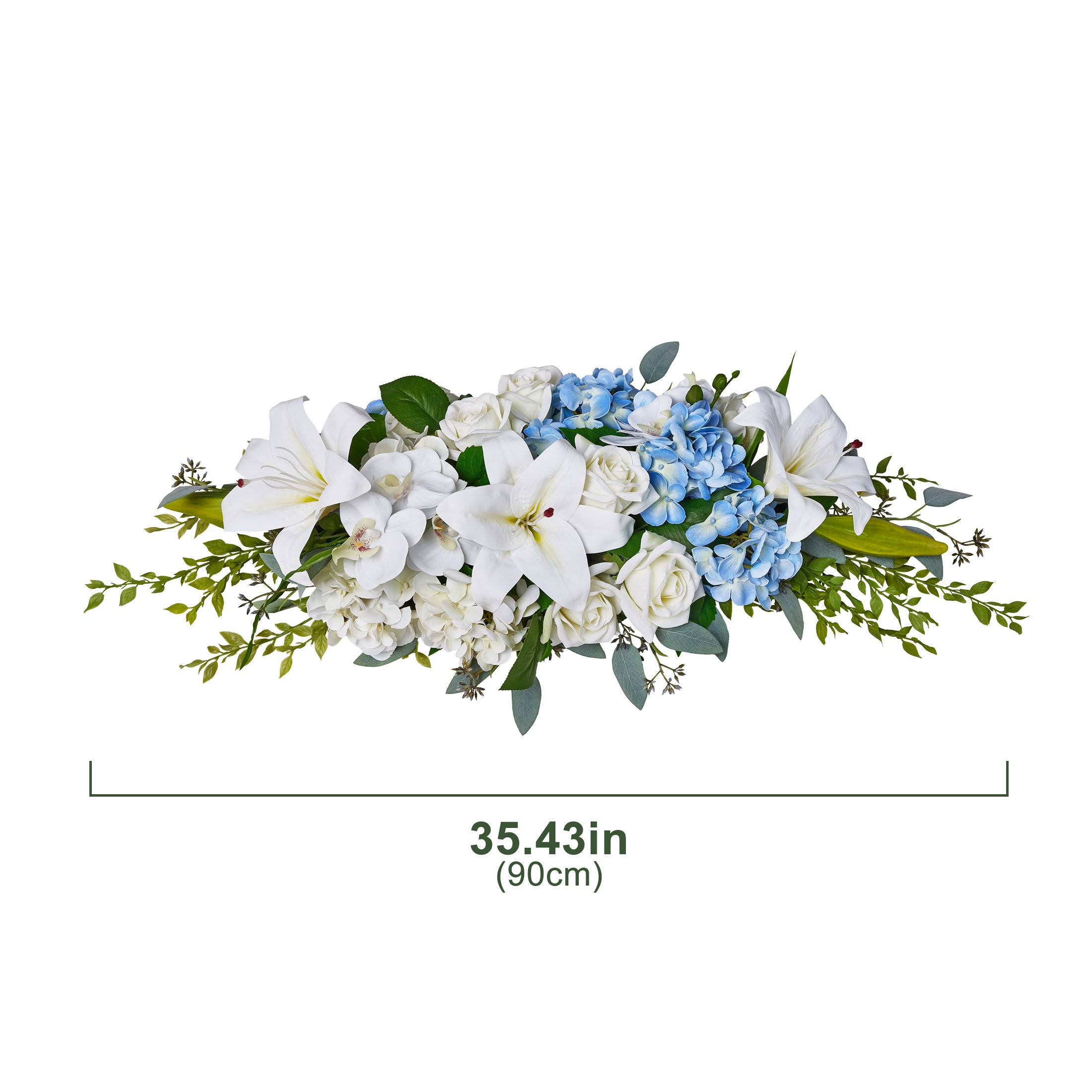 VeriNatural 36 in Artificial Wedding Arch Flowers – Blue & White Floral Swag, Reusable Ceremony & Reception Backdrop Decor