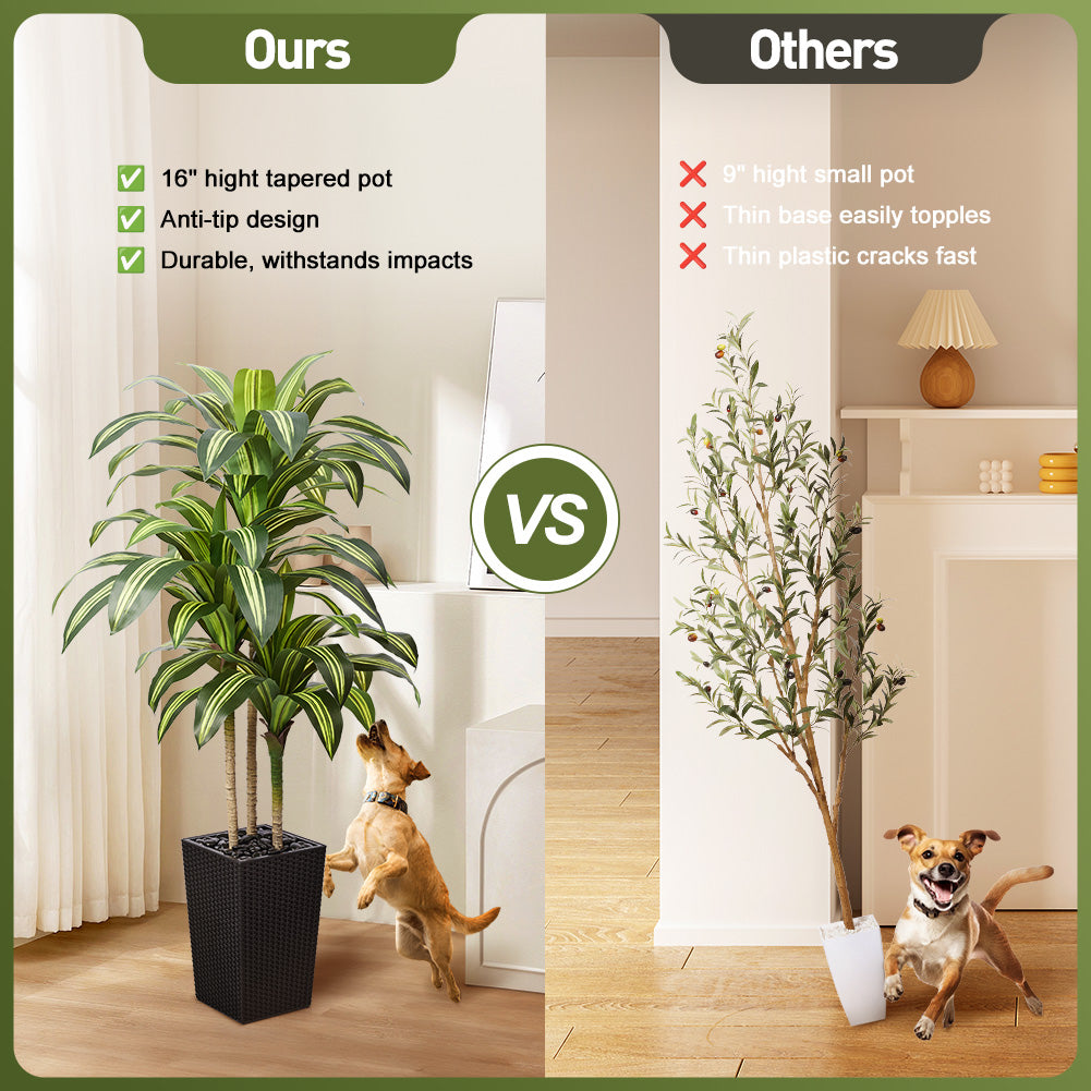 VeriNatural 5/6FT Artificial Dracaena Tree UV Resistant with Black Taper Planter for Indoor & Outdoor (VN127)