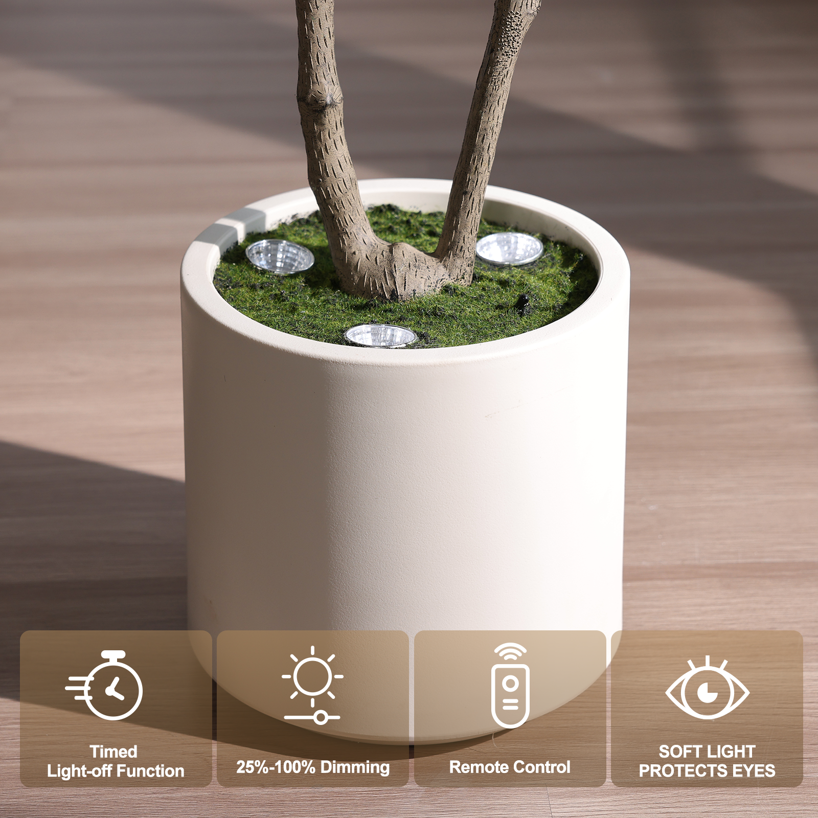 Verinatural 5/6FT Artificial Olive Tree with LED Spotlights, Lifelike Faux Indoor Tree, White Planter, Home Office Floor Decor, VN214
