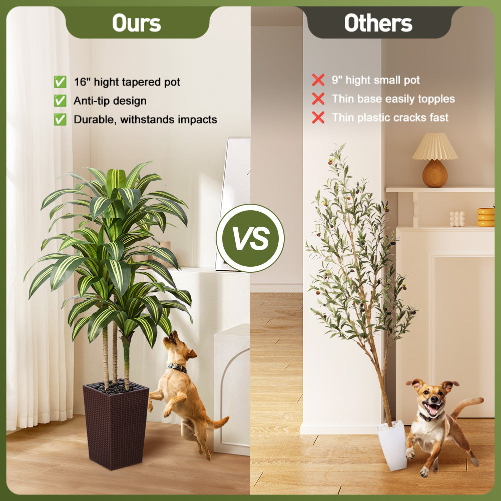 VeriNatural 5/6FT Artificial Dracaena Tree UV Resistant with Black Taper Planter for Indoor & Outdoor(VN127)