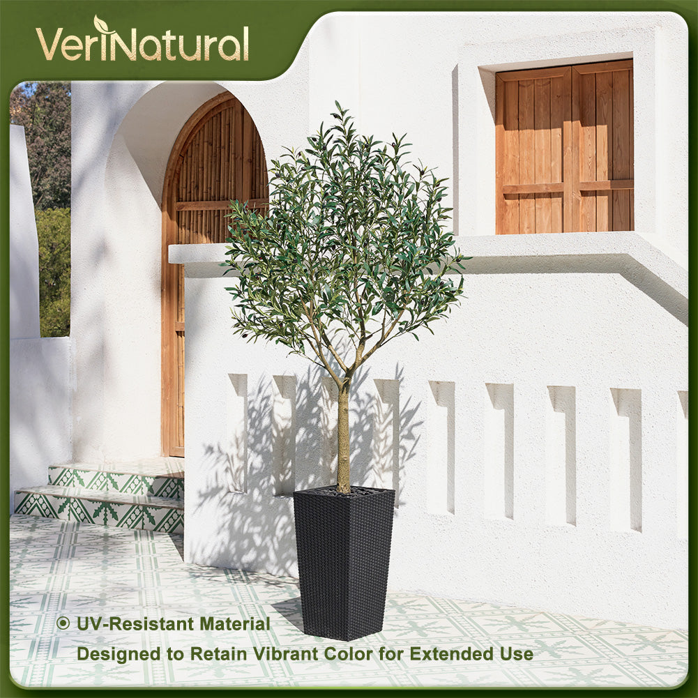 VeriNatural 5/6/7/8FT Artificial Olive Tree UV Resistant with Black Taper Planter for Indoor & Outdoor(VN156)