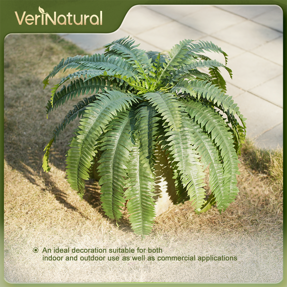 VeriNatural 33/39 Fronds UV Resistant Artificial Boston Fern Bush for Indoor & Outdoor(1/2/4-Pack)(VN141)