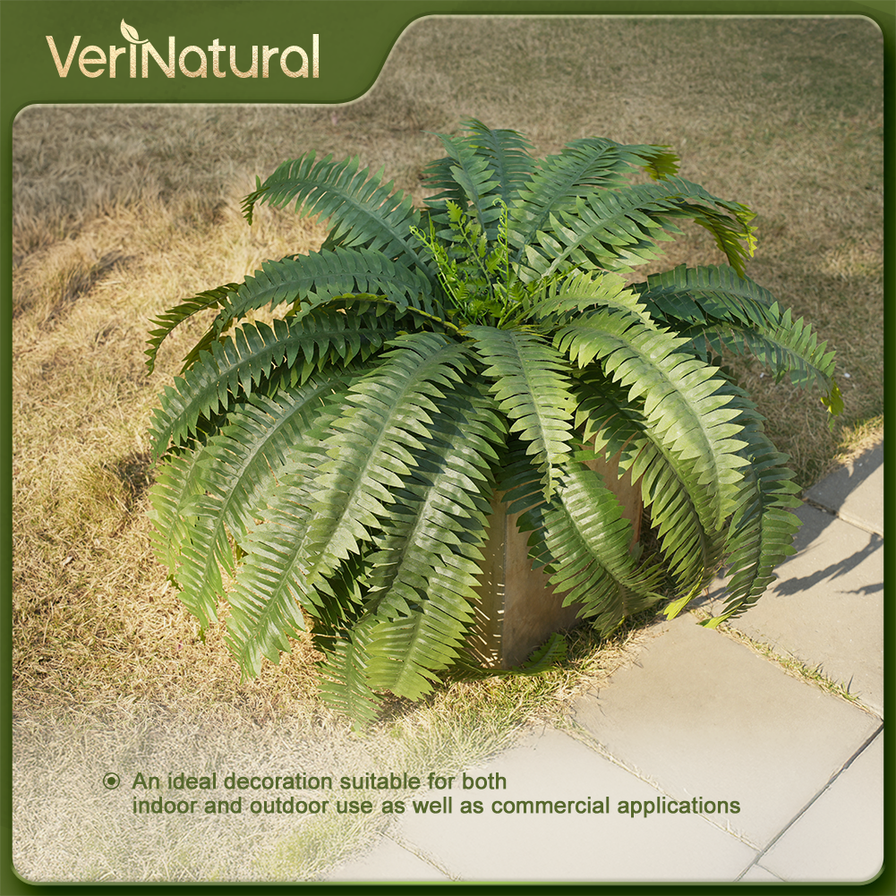 VeriNatural 33/39 Fronds UV Resistant Artificial Boston Fern Bush for Indoor & Outdoor(1/2/4-Pack)(VN141)