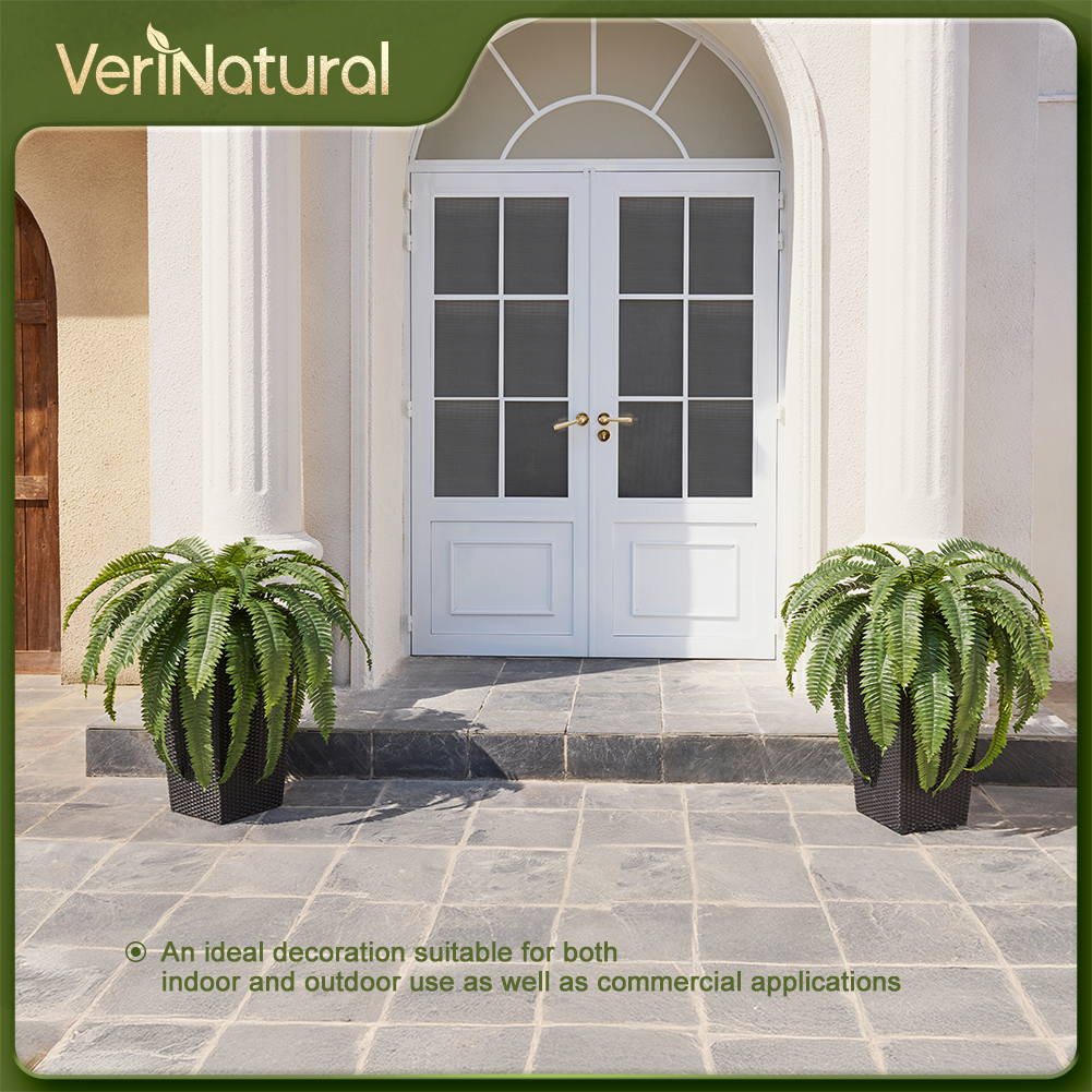 VeriNatural 33/39 Fronds UV Resistant Artificial Boston Fern Bush for Indoor & Outdoor(1/2/4-Pack)(VN141)
