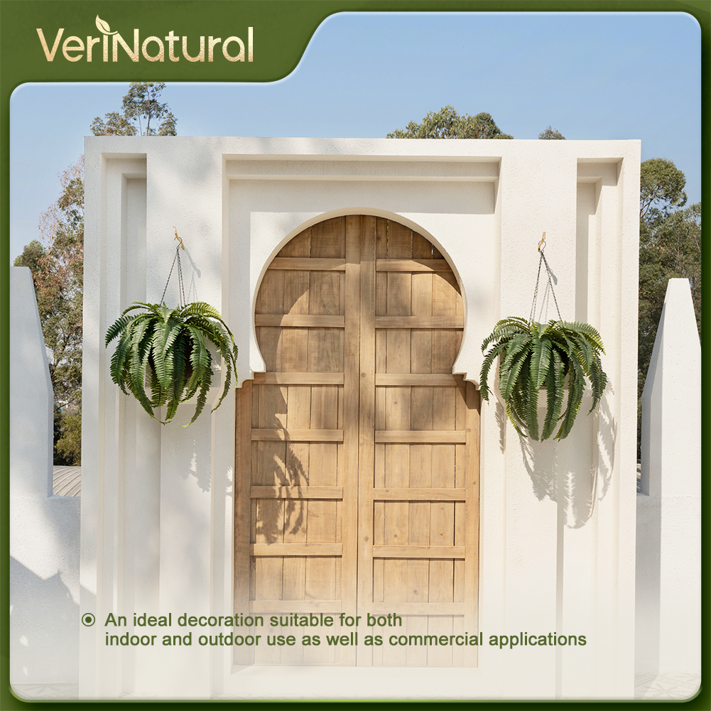 VeriNatural 33/39 Fronds UV Resistant Artificial Boston Fern Bush for Indoor & Outdoor(1/2/4-Pack)(VN141)