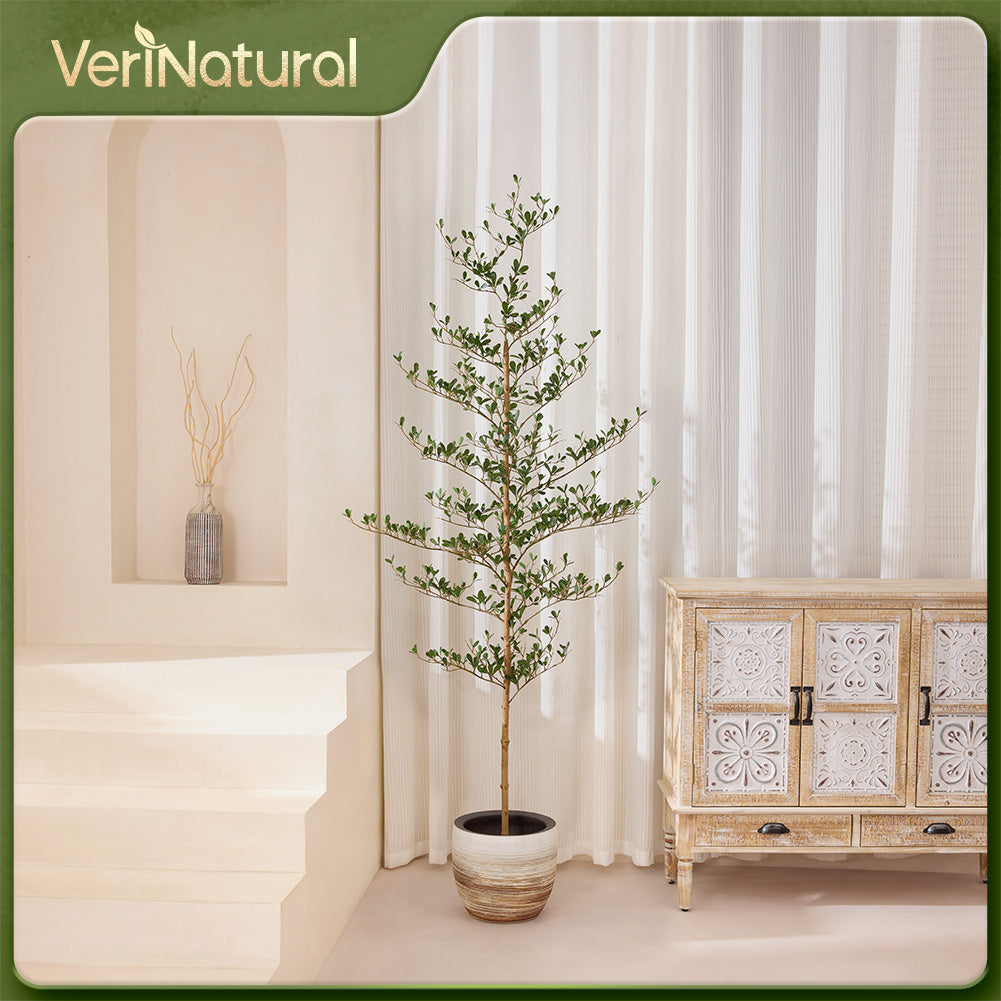 VeriNatural 5/6/7FT Black Olive Tree – Realistic Faux Tree with Natural Trunk & Silk Leaves – Indoor & Outdoor Decor, Low Maintenance, UV Resistant(VN145)