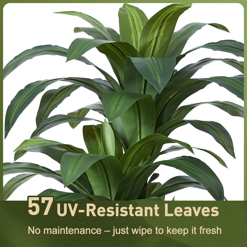 VeriNatural 5/6FT Artificial Dracaena Tree UV Resistant with Black Taper Planter for Indoor & Outdoor (VN127)