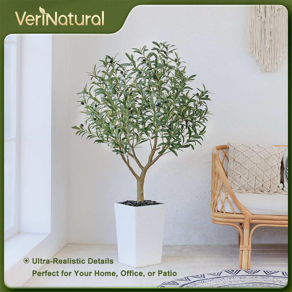 VeriNatural 5/6/7/8FT Artificial Olive Tree UV Resistant with Black Taper Planter for Indoor & Outdoor(VN156)