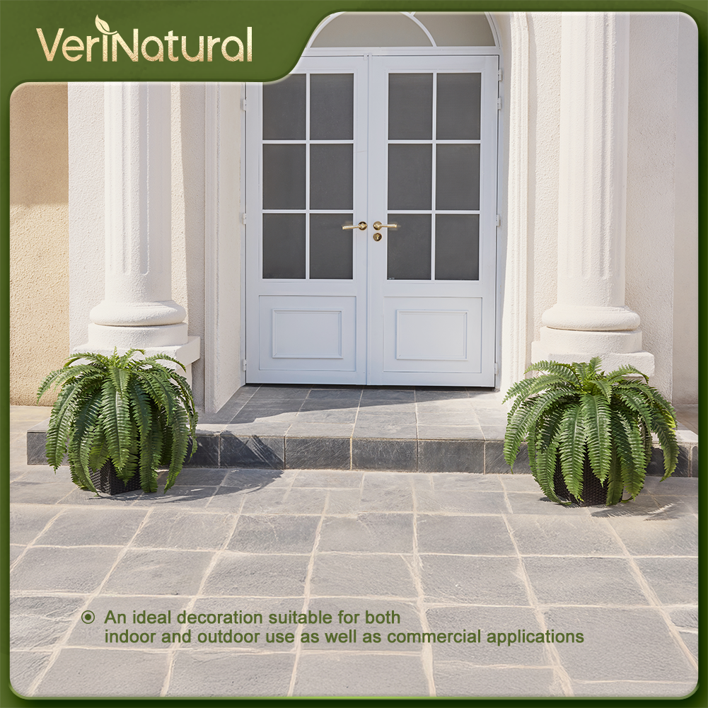 VeriNatural 33/39 Fronds UV Resistant Artificial Boston Fern Bush for Indoor & Outdoor(1/2/4-Pack)(VN141)