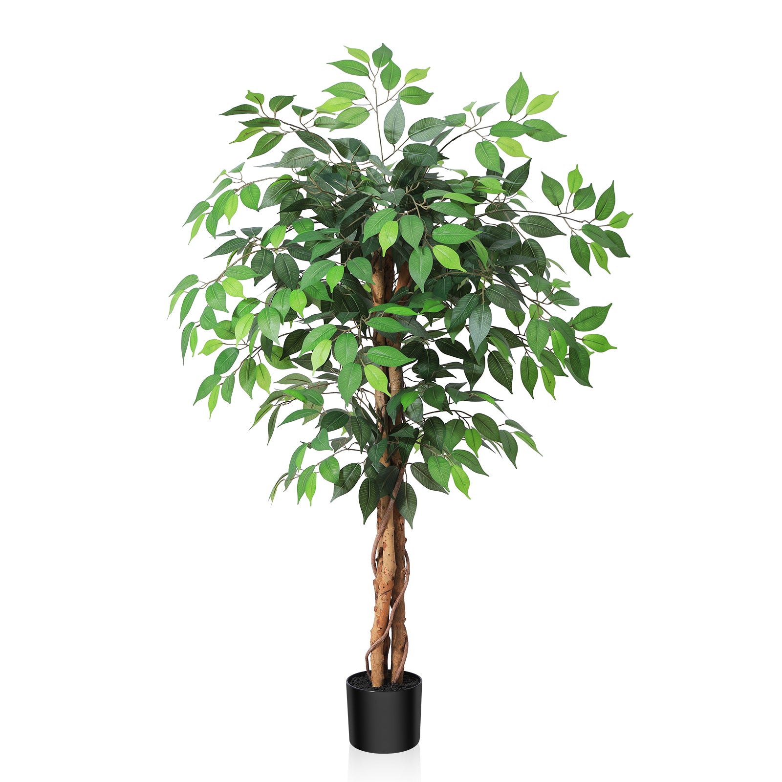 VeriNatural 4/5/6/7FT Faux Ficus Tree – Indoor Plant Decor with Natural Wood Trunk