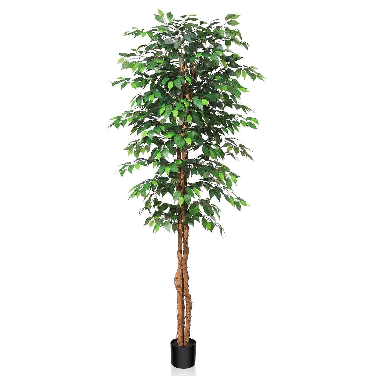 VeriNatural 4/5/6/7FT Faux Ficus Tree – Indoor Plant Decor with Natural Wood Trunk
