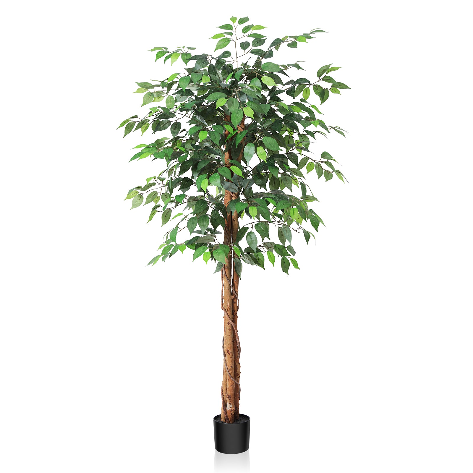 VeriNatural 4/5/6/7FT Faux Ficus Tree – Indoor Plant Decor with Natural Wood Trunk
