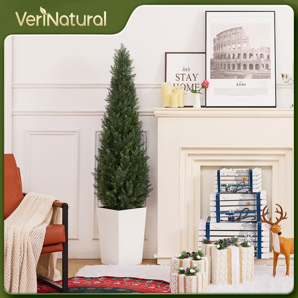 VeriNatural 4/5FT Artificial Cedar Tree with Black Taper Planter for Indoor & Outdoor(VN155)
