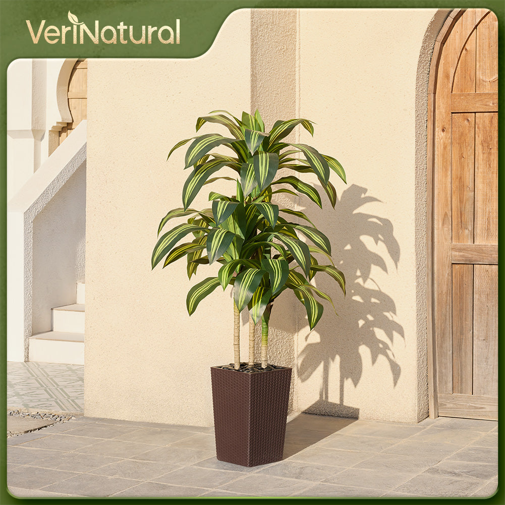 VeriNatural 5/6FT Artificial Dracaena Tree UV Resistant with Black Taper Planter for Indoor & Outdoor(VN127)
