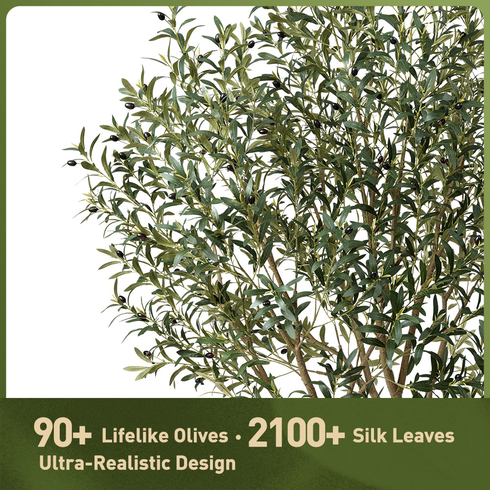 VeriNatural 6/7/8FT UV Resistant Artificial Olive Tree with Black Planter for Indoor & Outdoor (VN138)