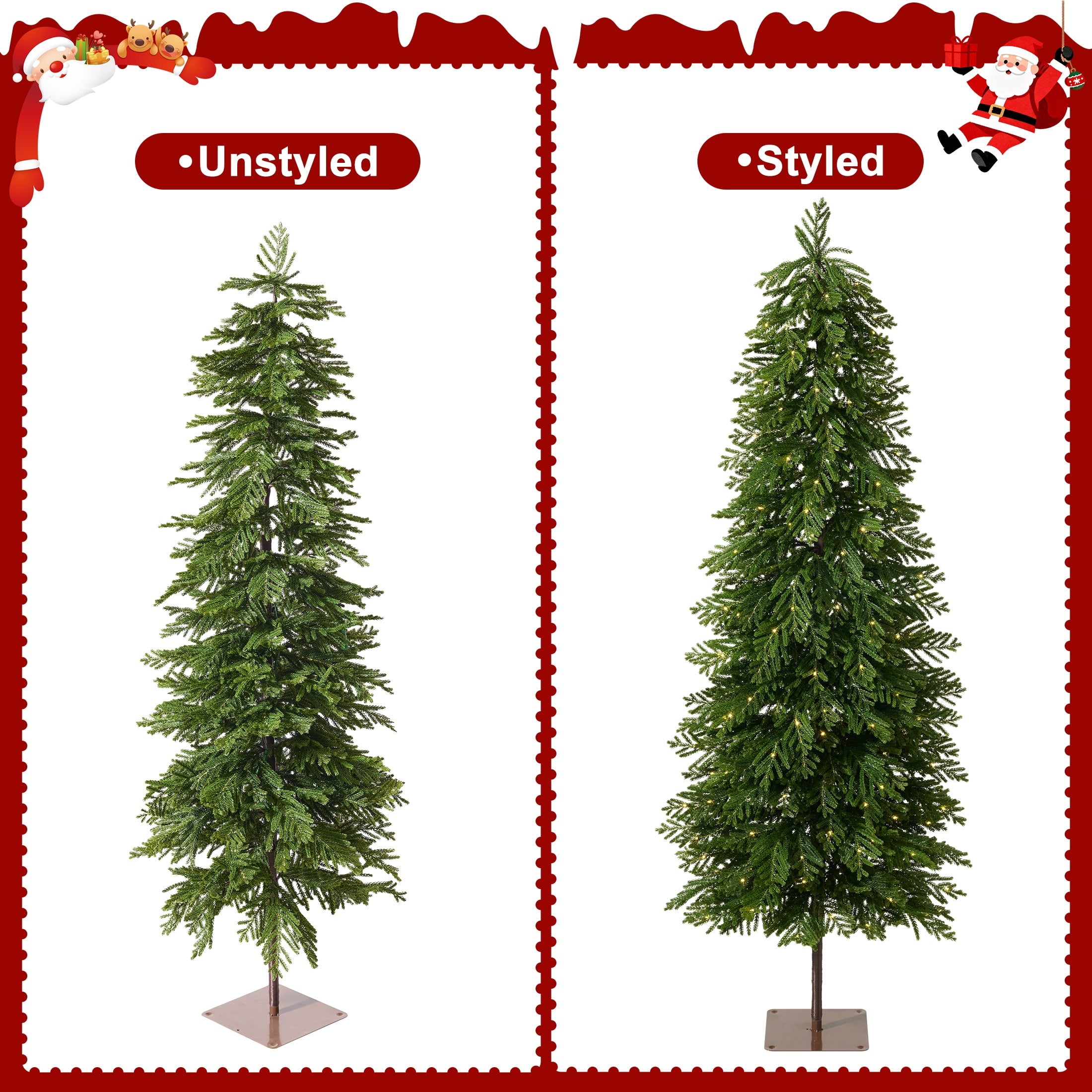 DR.Planzen 6ft Pre-Lit Artificial Norfolk Pine Tree with Metal Stand, 170 Warm White LED Lights, 3-Piece Assembly Faux Tree in Coffee Pot for Indoor Home & Office Decor