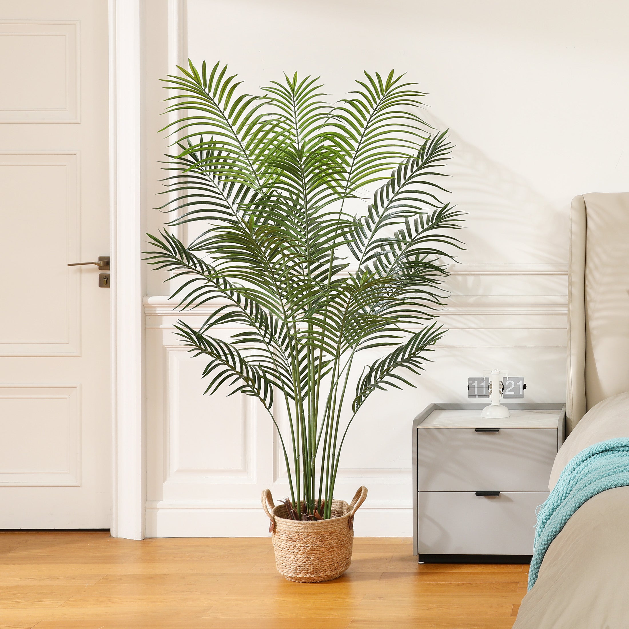 VeriNatural Artificial Palm Plant 4.6/5.3FT Fake Tropical Palm Tree, Perfect Faux Dypsis Lutescens Plants in Pot for Indoor Outdoor House Home Office Garden Modern Decoration Housewarming Gift,2Pcs