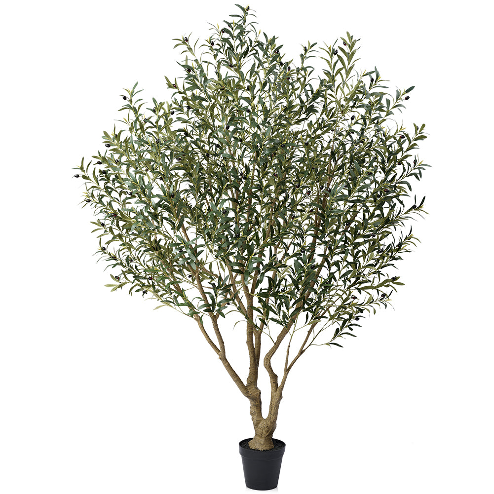 VeriNatural 6/7/8FT UV Resistant Artificial Olive Tree with Black Planter for Indoor & Outdoor (VN138)