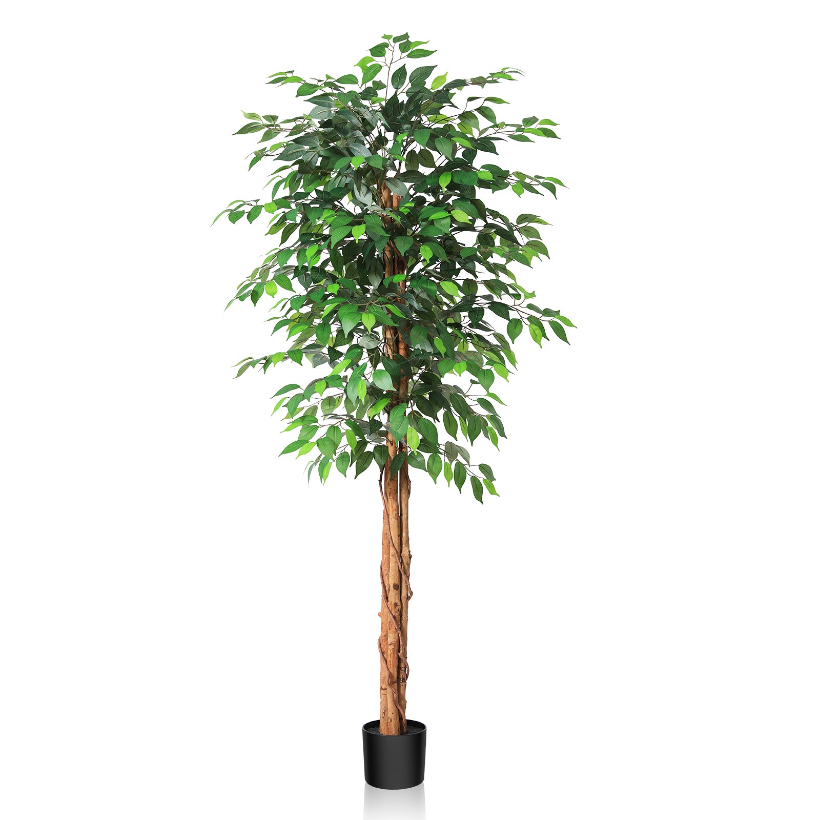 VeriNatural 4/5/6/7FT Faux Ficus Tree – Indoor Plant Decor with Natural Wood Trunk