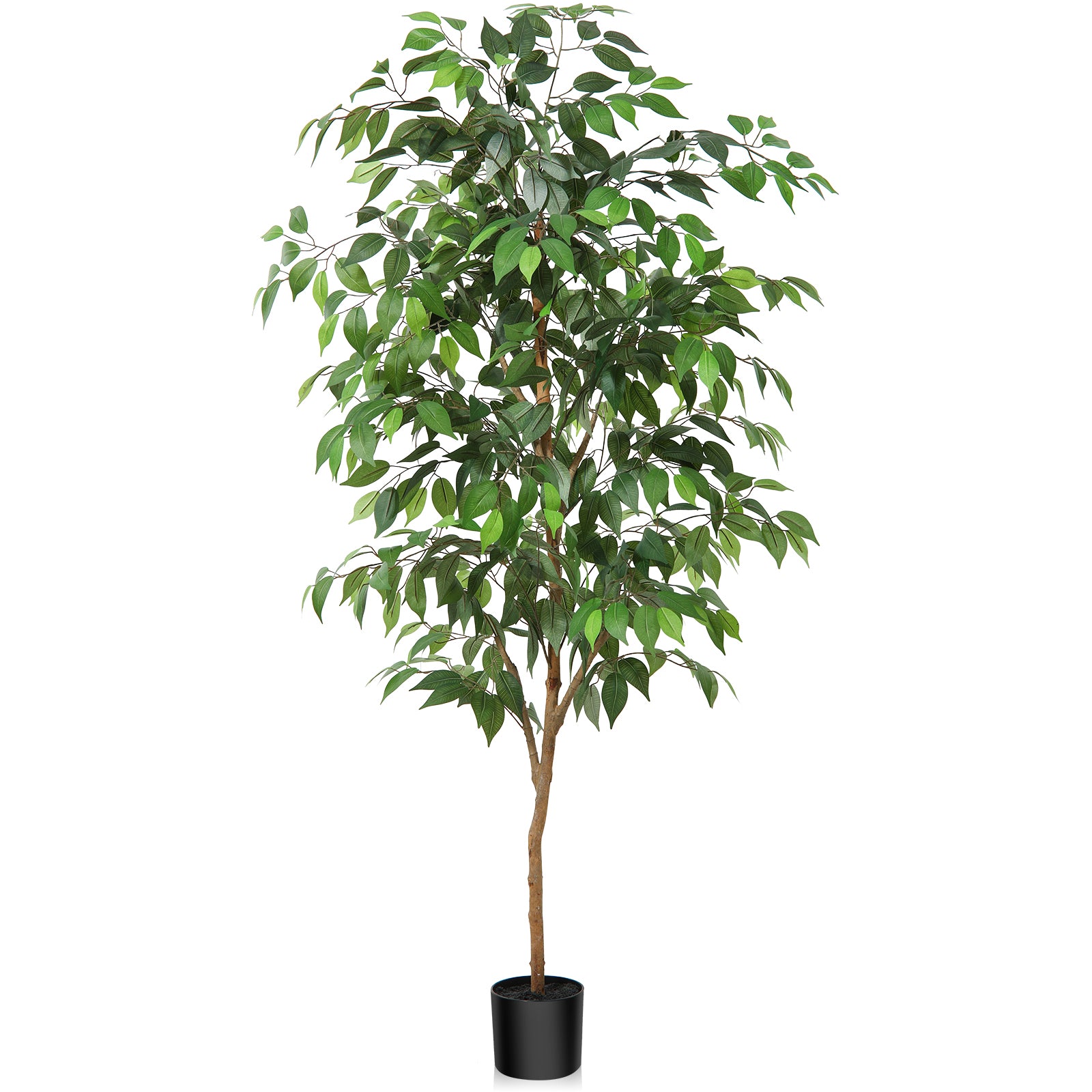 Fopamtri Artificial Ficus Plant 150 cm Large Fake Plants Indoor with Natural Wood Trunk, Fake Potted Ficus Tree for Home Bedroom Office Balcony Garden Decorations (1 Pack)