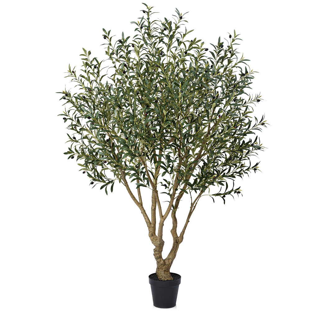 VeriNatural 6/7/8FT UV Resistant Artificial Olive Tree with Black Planter for Indoor & Outdoor (VN138)