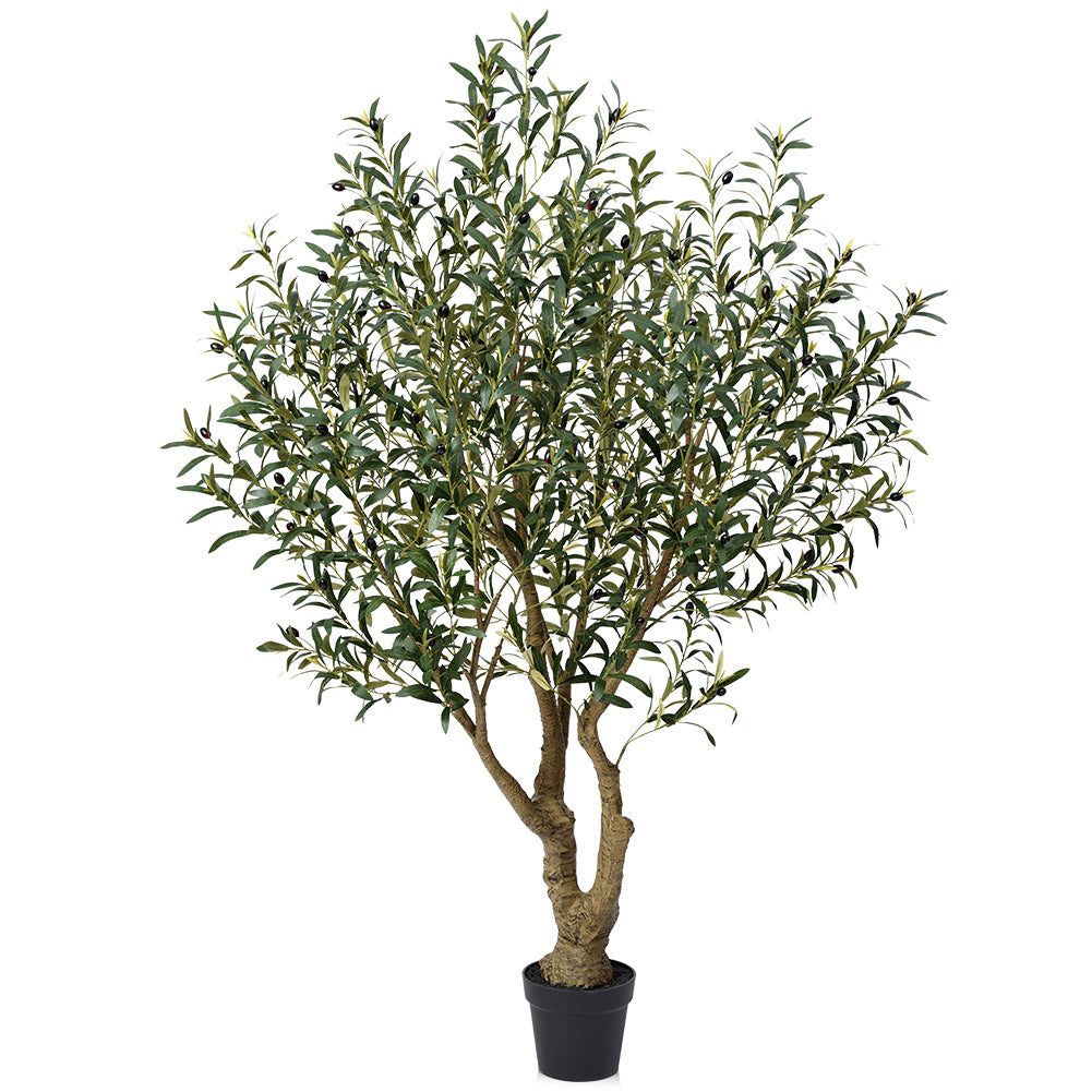 VeriNatural 6/7/8FT UV Resistant Artificial Olive Tree with Black Planter for Indoor & Outdoor (VN138)